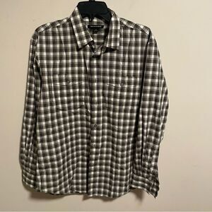 John Varvatos Brown Plaid Button Up Long Sleeve Casual Shirt Men's Size Medium